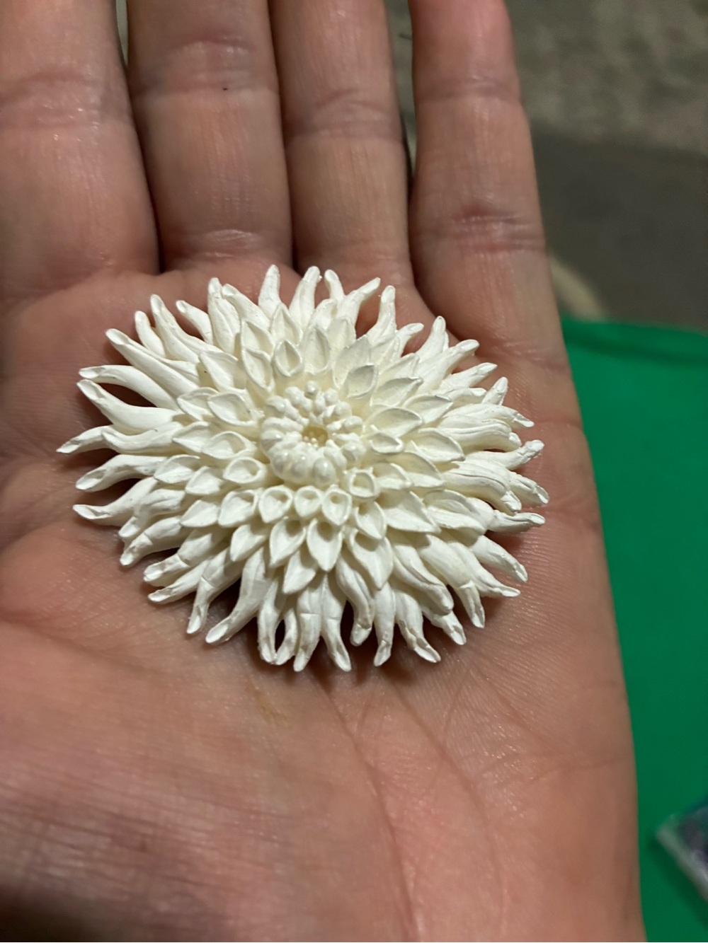 White Floral Chrysanthemum Brooch - Statement Flower Pin
